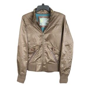 B By Burton Nylon Jacket Womens Size M Lined‎ Full Zip Heavy Comfort Brown #X4-5